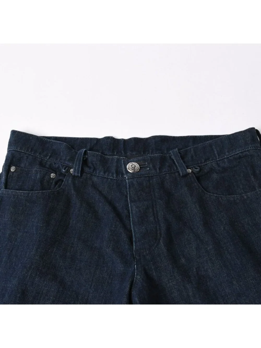 Chrome Hearts Flarenie Denim Pants Jeans Horseshoe Button Indigo Blue